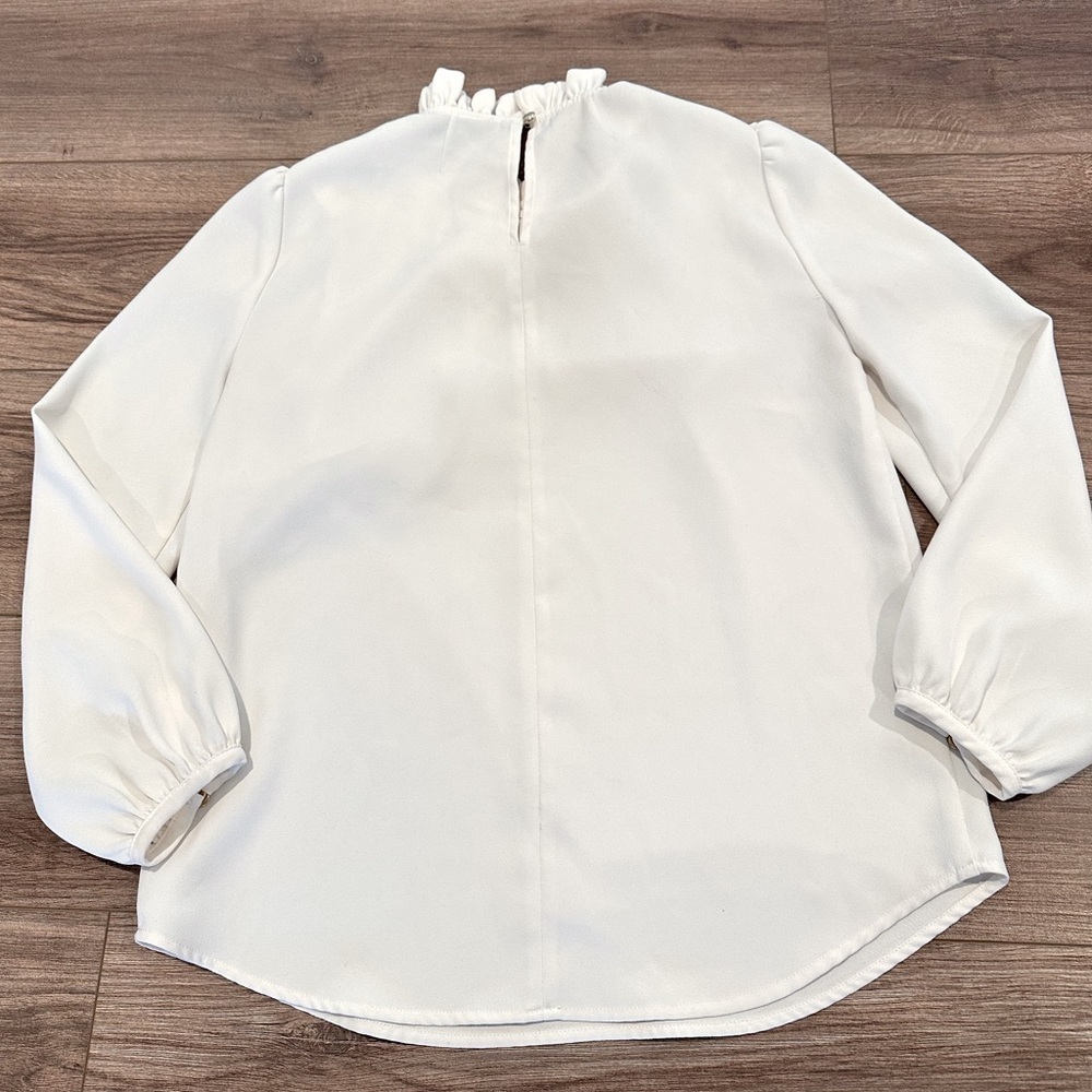 NWOT J Crew Ivory White Ruffle Neck Neck Blouse XS - Picture 8 of 8
